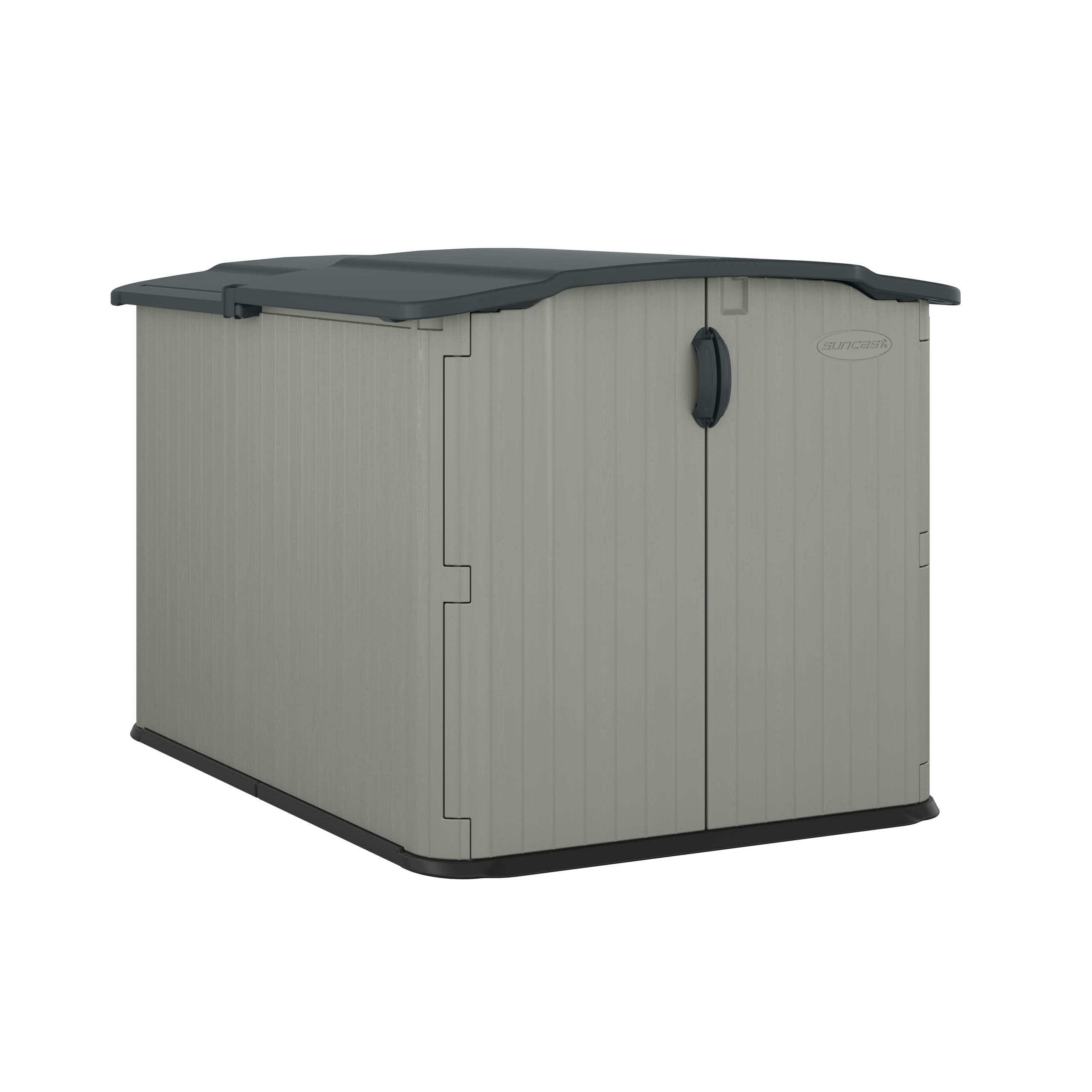 Suncast 138 Cu Ft Outdoor Storage Shed – Sliding Lid for Bikes, Mowers & More (Made in USA)