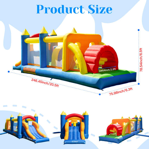 HuaKastro 20.5FT Inflatable Obstacle Course for Kids – Tunnel, Slide, Climbing Wall & More