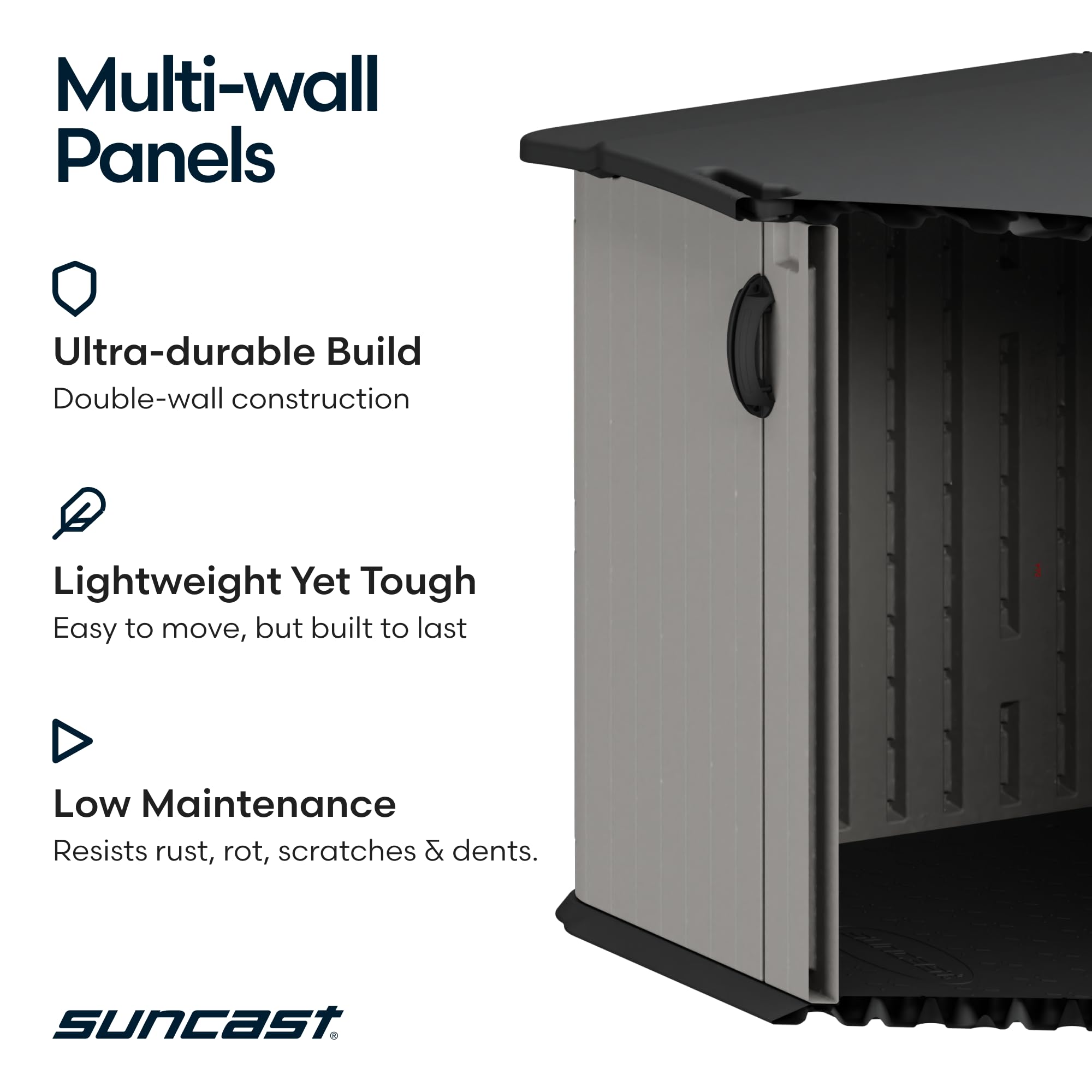 Suncast 138 Cu Ft Outdoor Storage Shed – Sliding Lid for Bikes, Mowers & More (Made in USA)