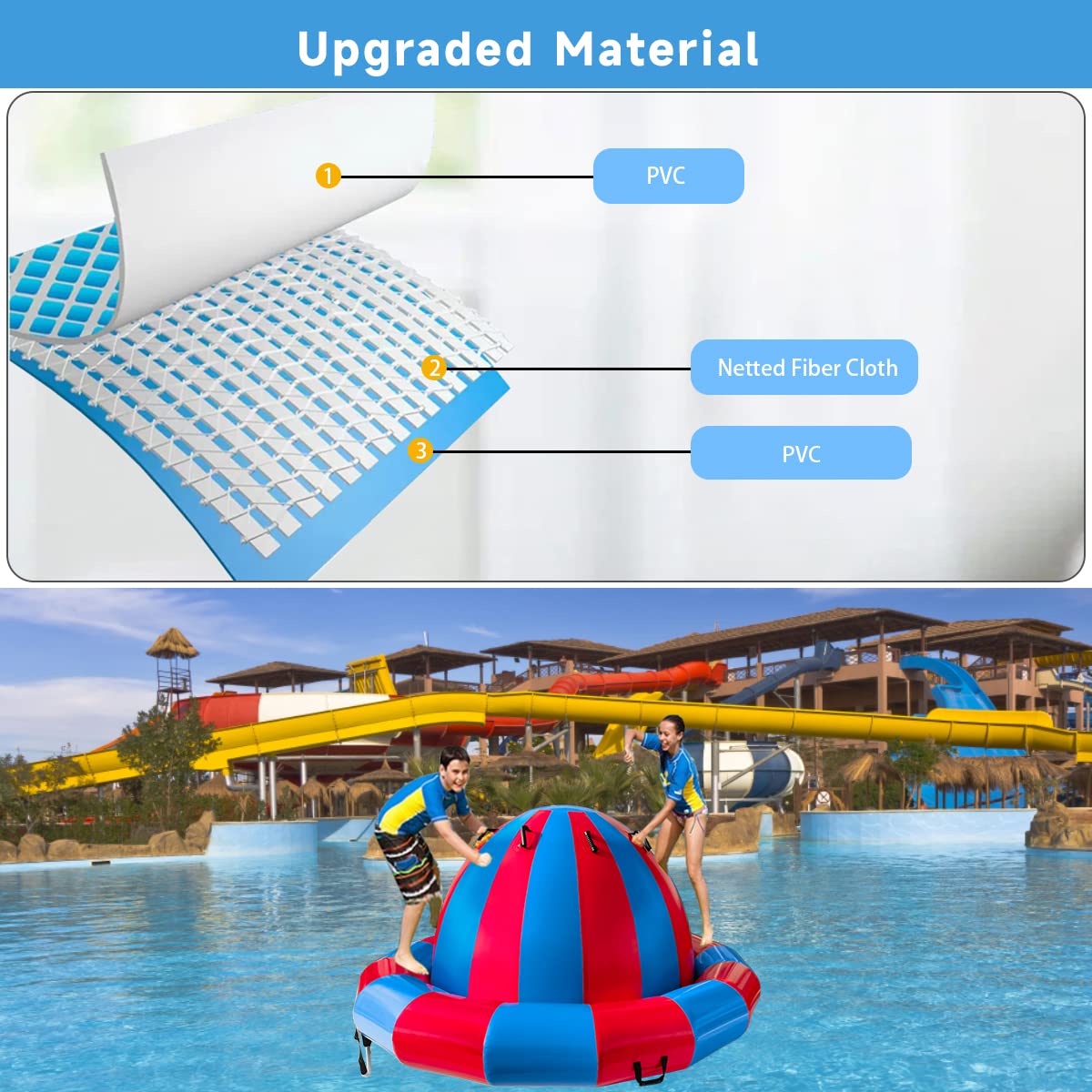Hongcoral 8.2'x4.8' Inflatable Water Bouncer – 660LBS Capacity, Multi-Person Lake Float with 8 Handles